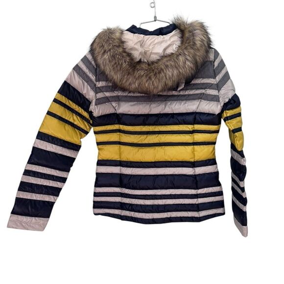J.McLaughlin Womens Lightweight Duck Down Filled Puffer Jacket Multicolor Stripe - Picture 2 of 6